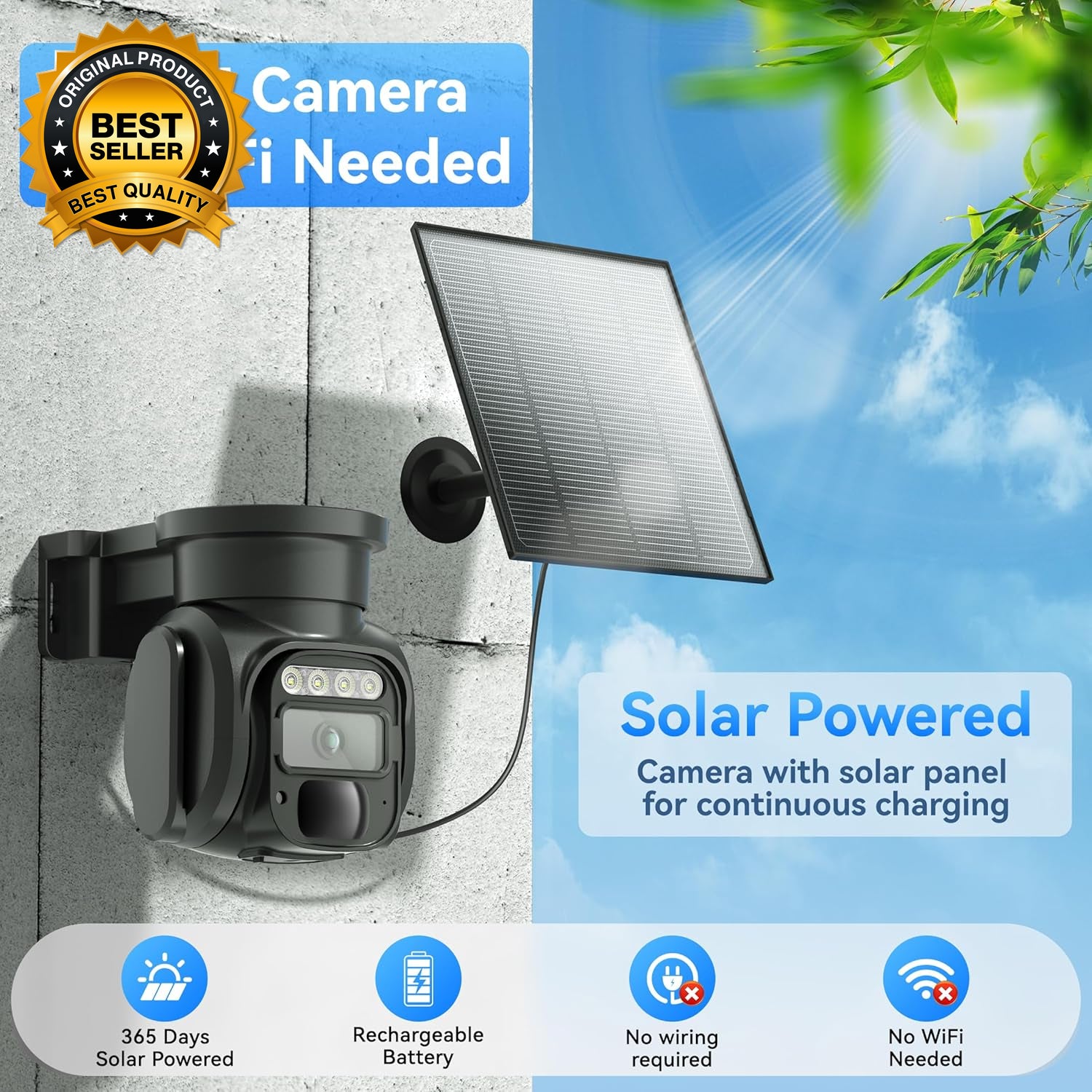 4G LTE Cellular Security Cameras Wireless Outdoor, No Wifi Solar Security Camera