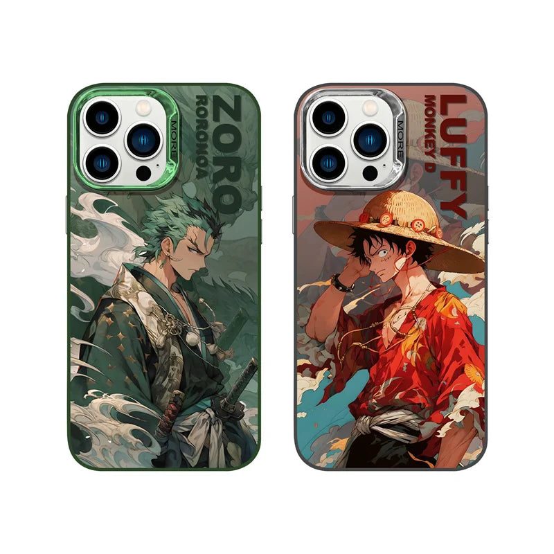 ONE PIECE Luffy Hat Roronoa Zoro Plating Anime Phone Case for Iphone 16 15 14 13 12 11 Pro Max Case Cute Cartoon Soft Cover