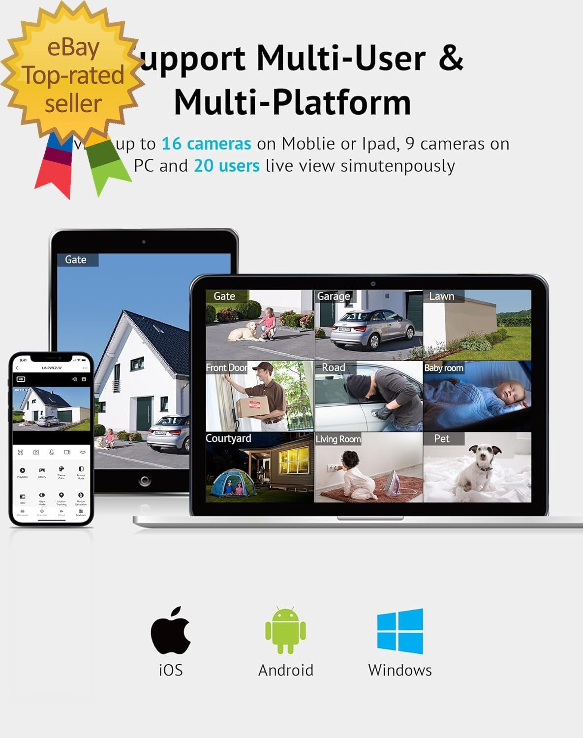 4MP Bulb Security Camera 5G& 2.4Ghz 360°2K Security Cameras Wireless Outdoor Ind