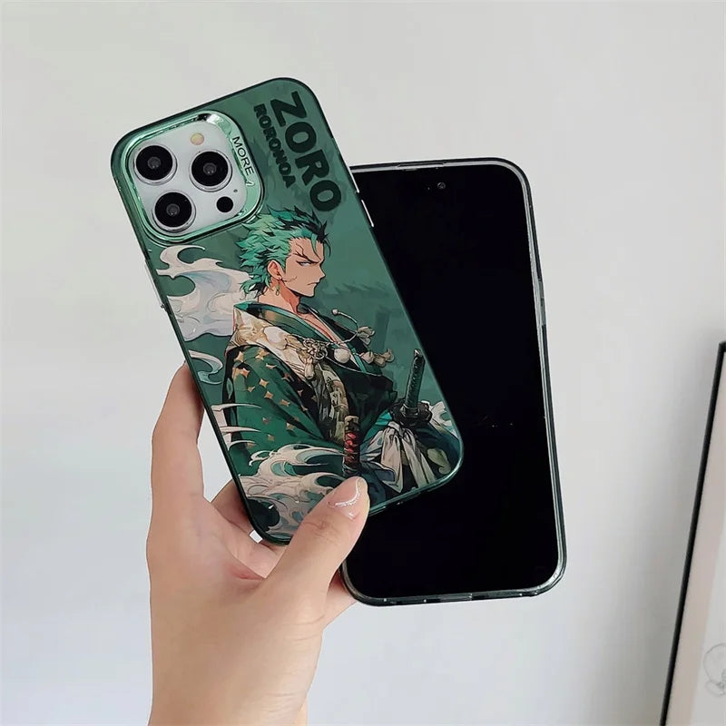 ONE PIECE Luffy Hat Roronoa Zoro Plating Anime Phone Case for Iphone 16 15 14 13 12 11 Pro Max Case Cute Cartoon Soft Cover