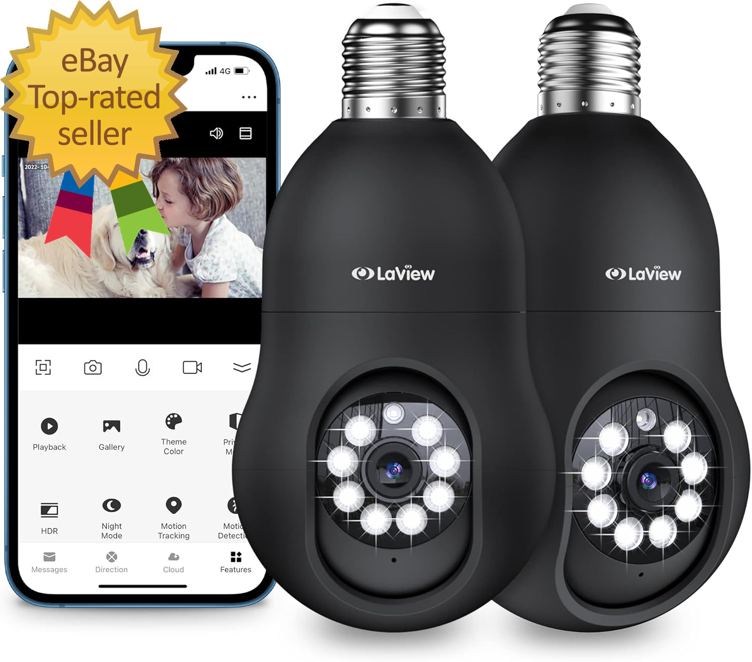 4MP Bulb Security Camera 2.4Ghz 360° 2K Security Cameras Wireless Outdoor Indoor