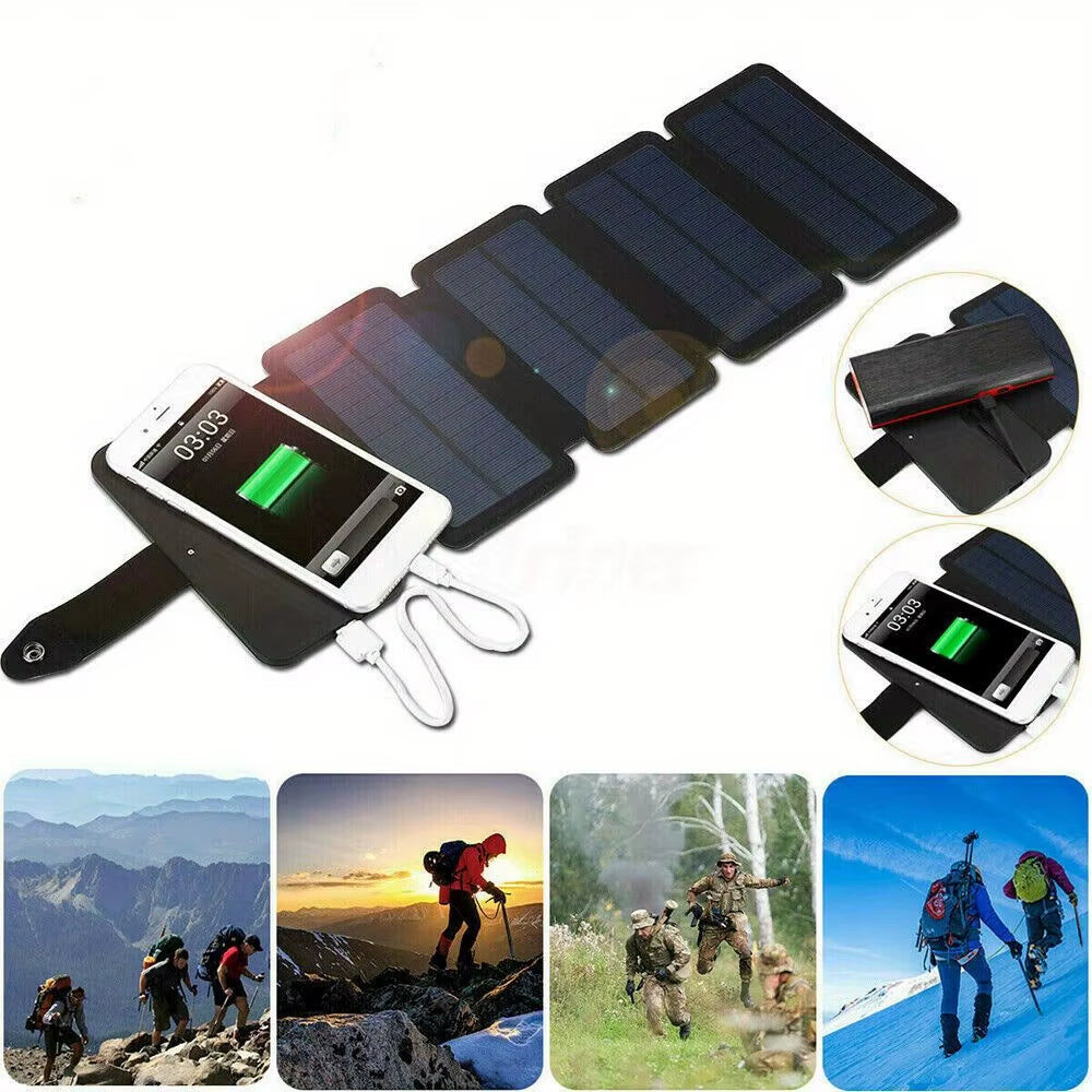 Portable Solar Power Bank Mobile Phone Charger Panel Camping