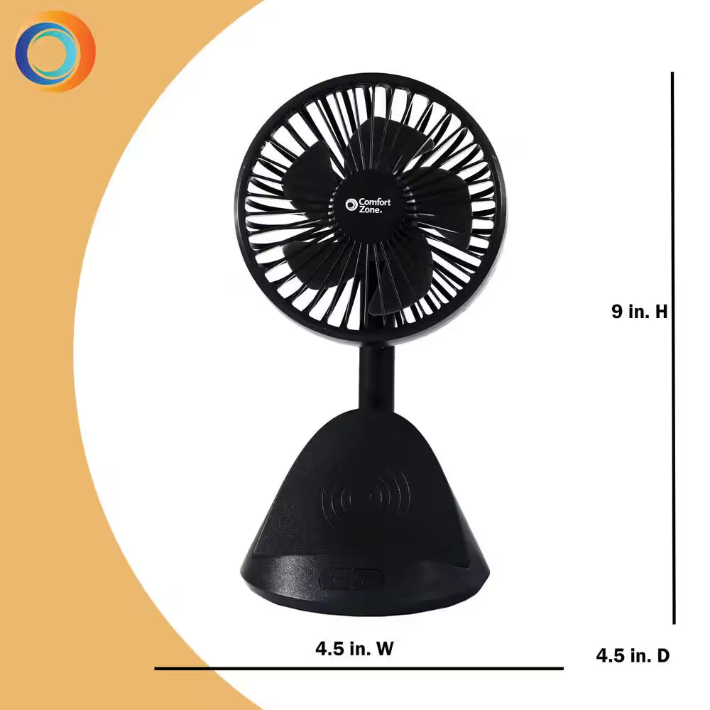 4 In. 3-Speed Personal Fan with Phone Charger