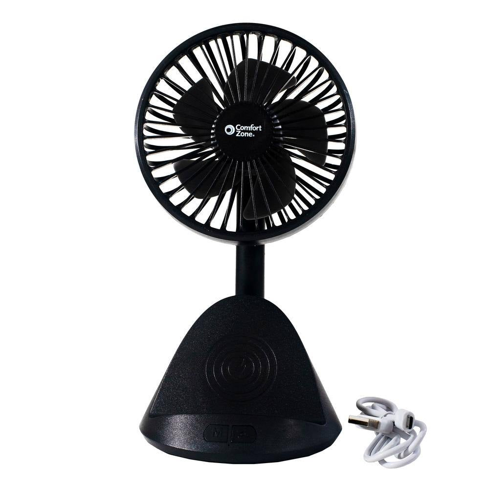 4 In. 3-Speed Personal Fan with Phone Charger