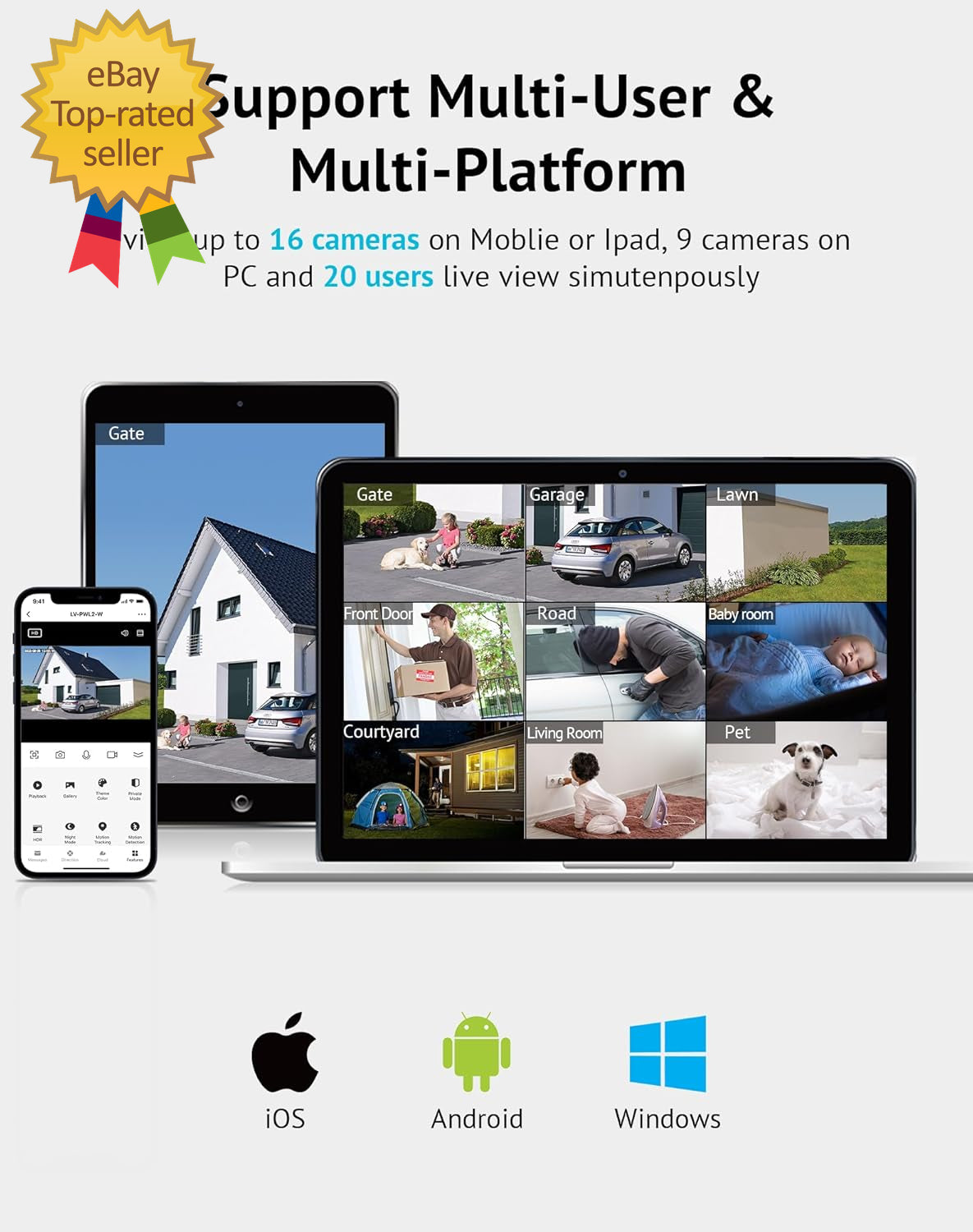 4MP Bulb Security Camera 2.4Ghz,360° 2K Security Cameras Wireless Outdoor Indoor