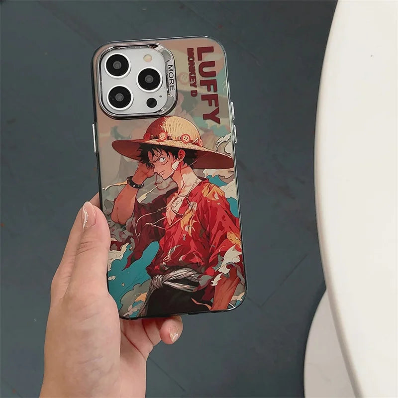 ONE PIECE Luffy Hat Roronoa Zoro Plating Anime Phone Case for Iphone 16 15 14 13 12 11 Pro Max Case Cute Cartoon Soft Cover