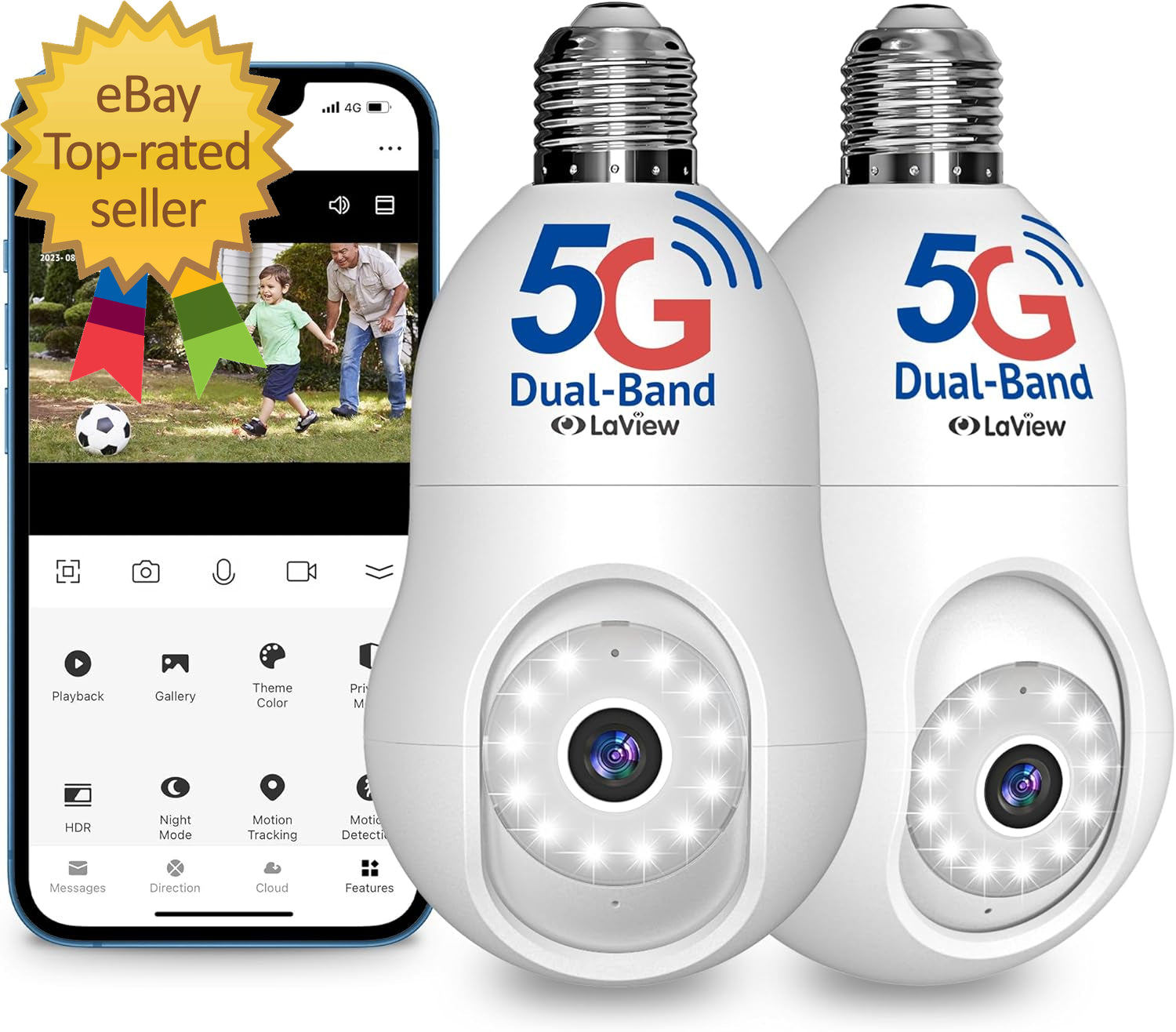 4MP Bulb Security Camera 5G& 2.4Ghz 360°2K Security Cameras Wireless Outdoor Ind