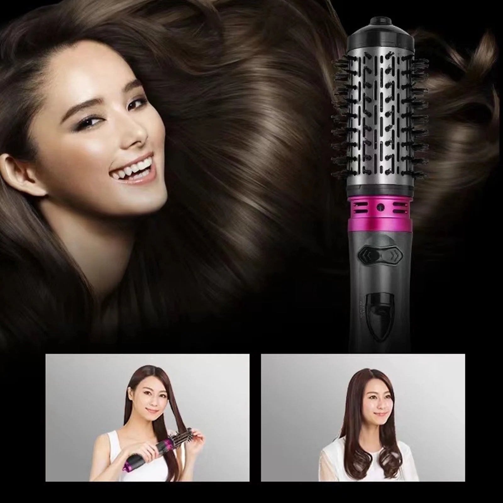 3-In-1 Hot Air Styler and Rotating Hair Dryer, Rotating Hair Dryer, Rotating Hot Air Brush, Hot Air Styler and 360 Rotating Hair Dryer, Rotating Hair Dryer Brush (Purple)
