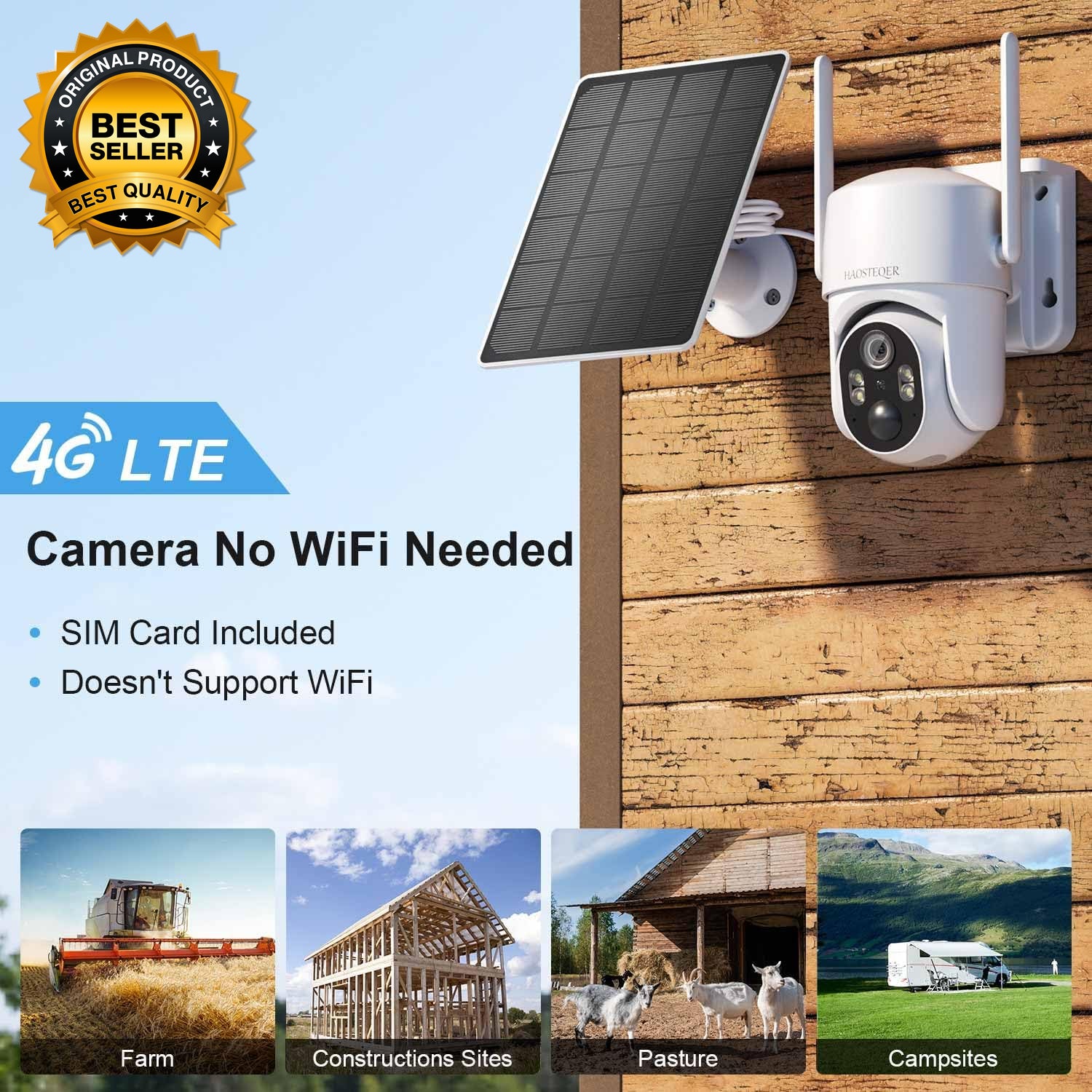 No Wifi Security Camera, 4G LTE Cellular Security Cameras Wireless Outdoor, Sola