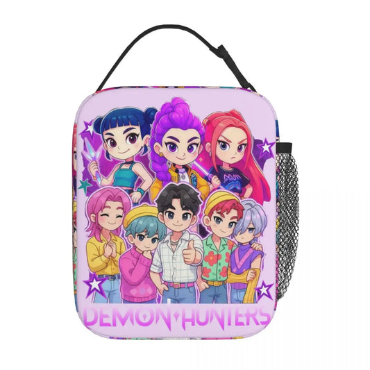 Huntrix Girlgroup K-Pop Group Demon Hunters Lunch Bag Cute Lunch Box for Child Office Portable Cooler Bag Oxford Tote Food Bags