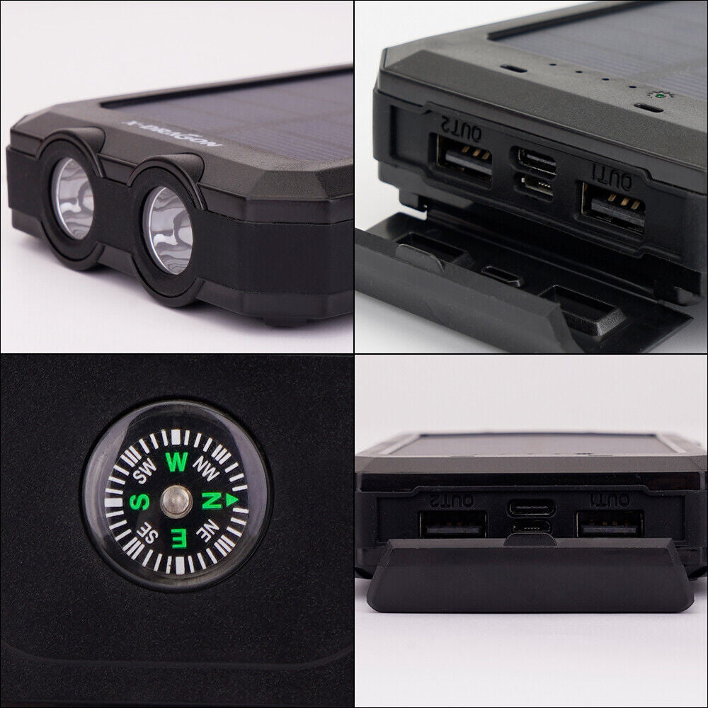 Power Bank Solar Portable Phone Charger Battery Pack, Outdoor Phone Power Supply