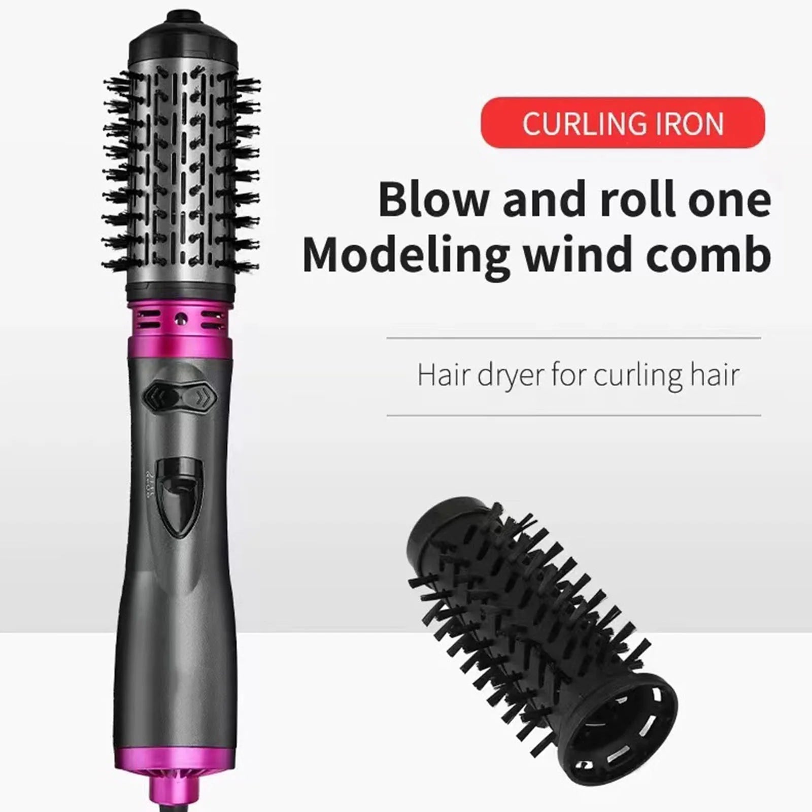 3-In-1 Hot Air Styler and Rotating Hair Dryer, Rotating Hair Dryer, Rotating Hot Air Brush, Hot Air Styler and 360 Rotating Hair Dryer, Rotating Hair Dryer Brush (Purple)