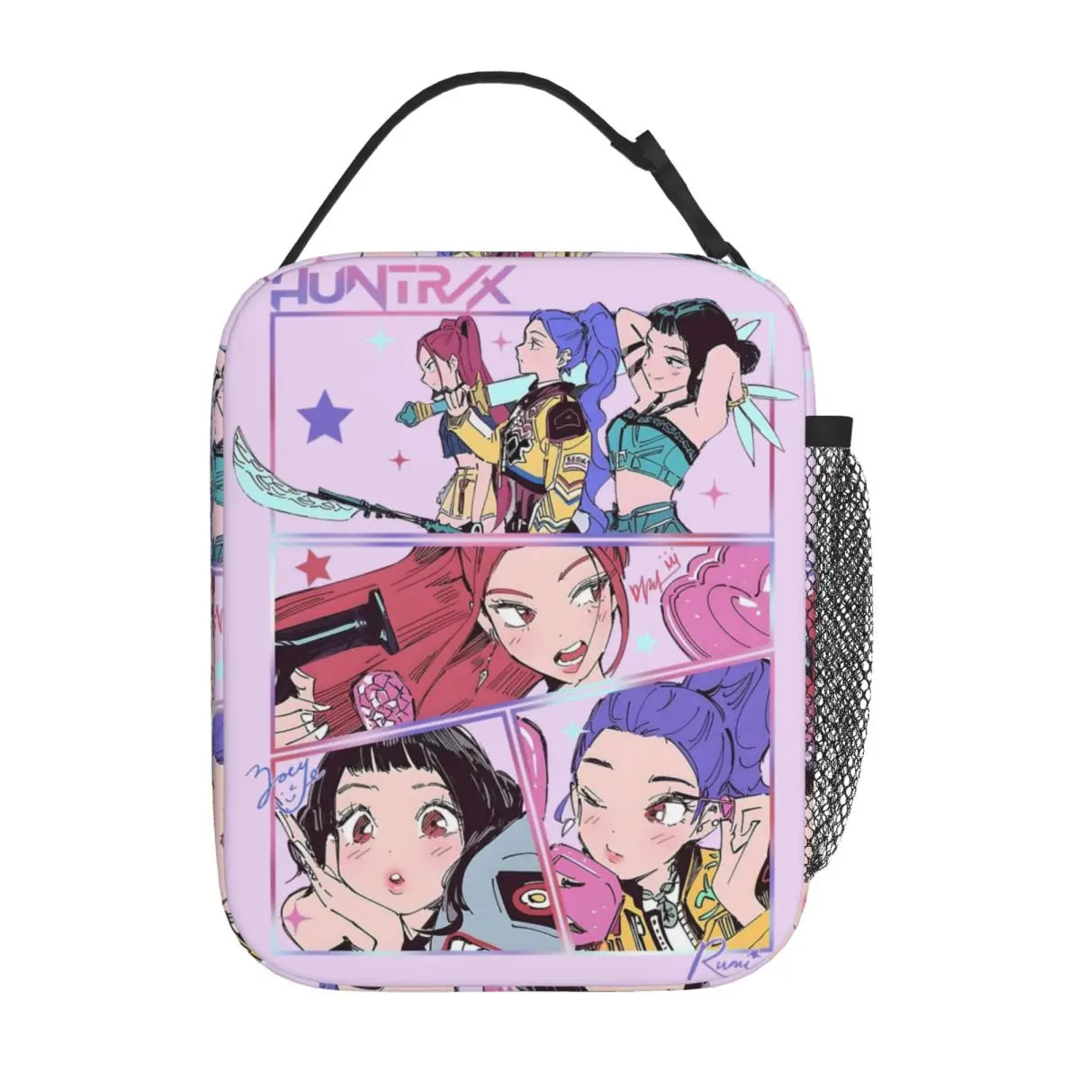 Huntrix Girlgroup K-Pop Group Demon Hunters Lunch Bag Cute Lunch Box for Child Office Portable Cooler Bag Oxford Tote Food Bags