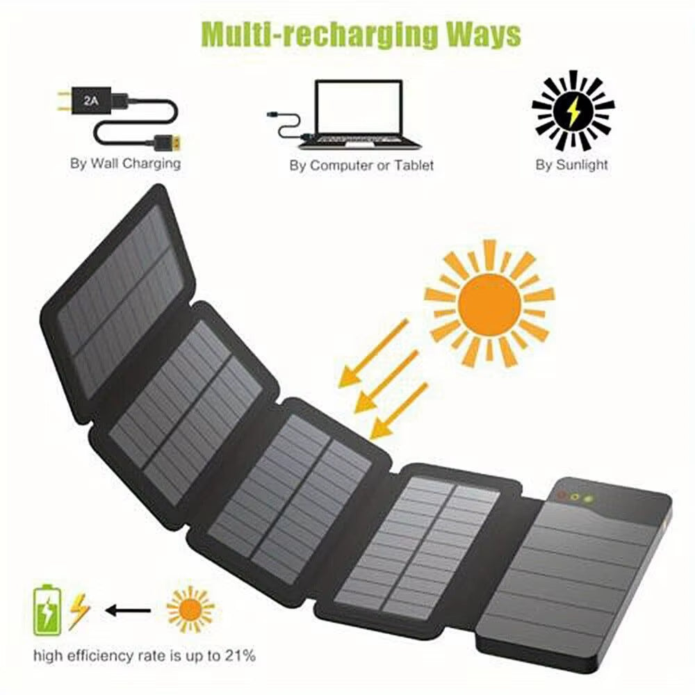 Portable Solar Power Bank Mobile Phone Charger Panel Camping