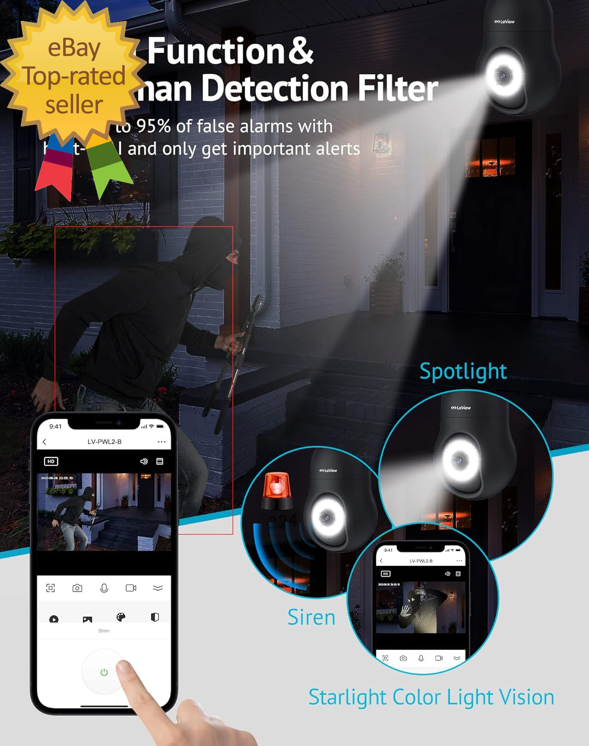 4MP Bulb Security Camera 2.4Ghz 360° 2K Security Cameras Wireless Outdoor Indoor