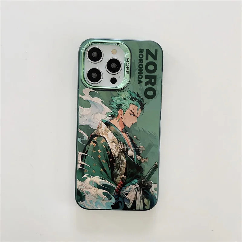 ONE PIECE Luffy Hat Roronoa Zoro Plating Anime Phone Case for Iphone 16 15 14 13 12 11 Pro Max Case Cute Cartoon Soft Cover