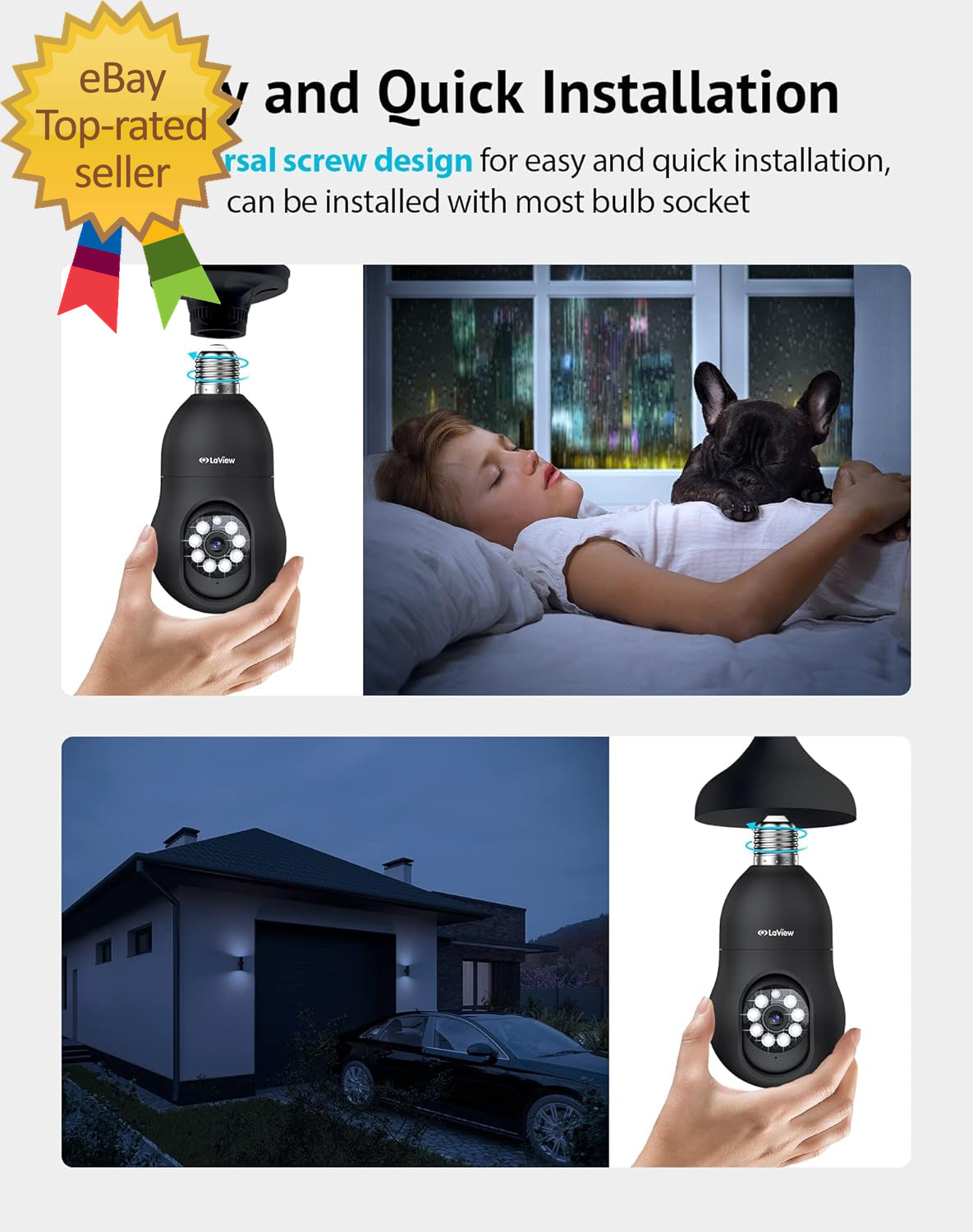 4MP Bulb Security Camera 2.4Ghz 360° 2K Security Cameras Wireless Outdoor Indoor