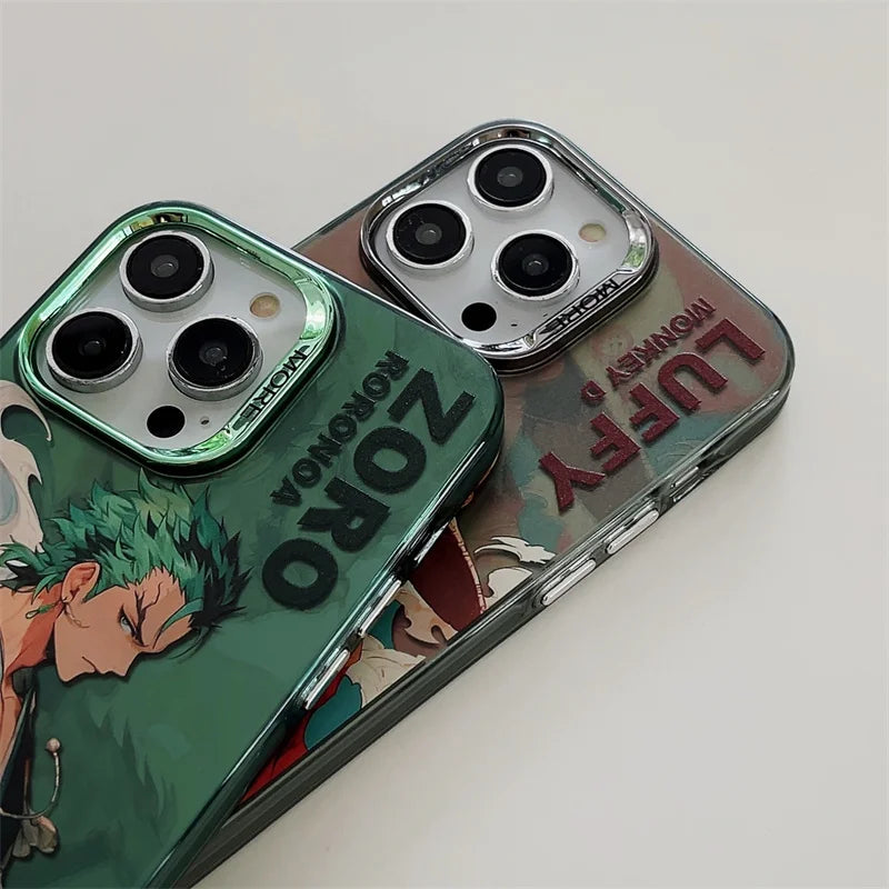 ONE PIECE Luffy Hat Roronoa Zoro Plating Anime Phone Case for Iphone 16 15 14 13 12 11 Pro Max Case Cute Cartoon Soft Cover