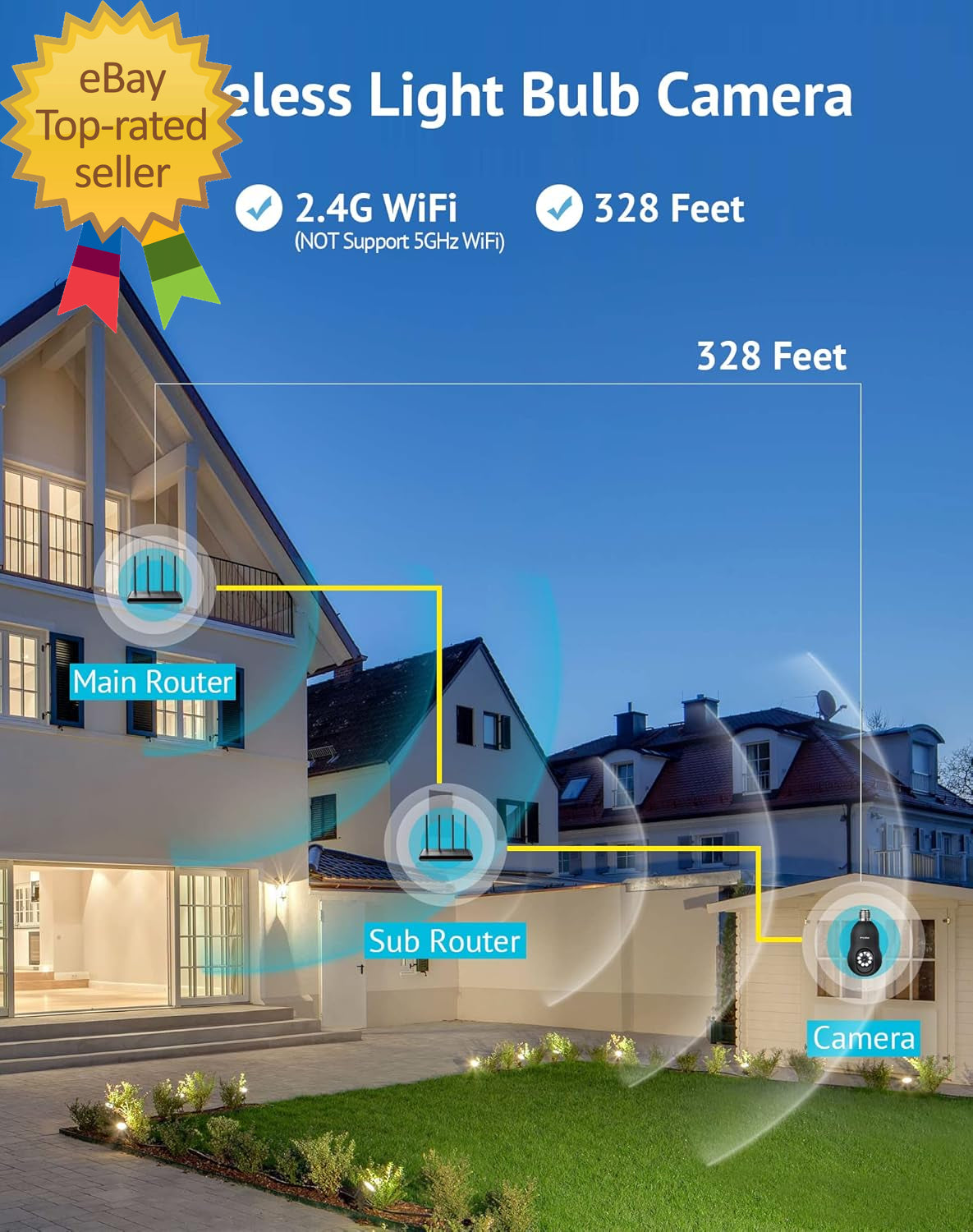 4MP Bulb Security Camera 2.4Ghz 360° 2K Security Cameras Wireless Outdoor Indoor