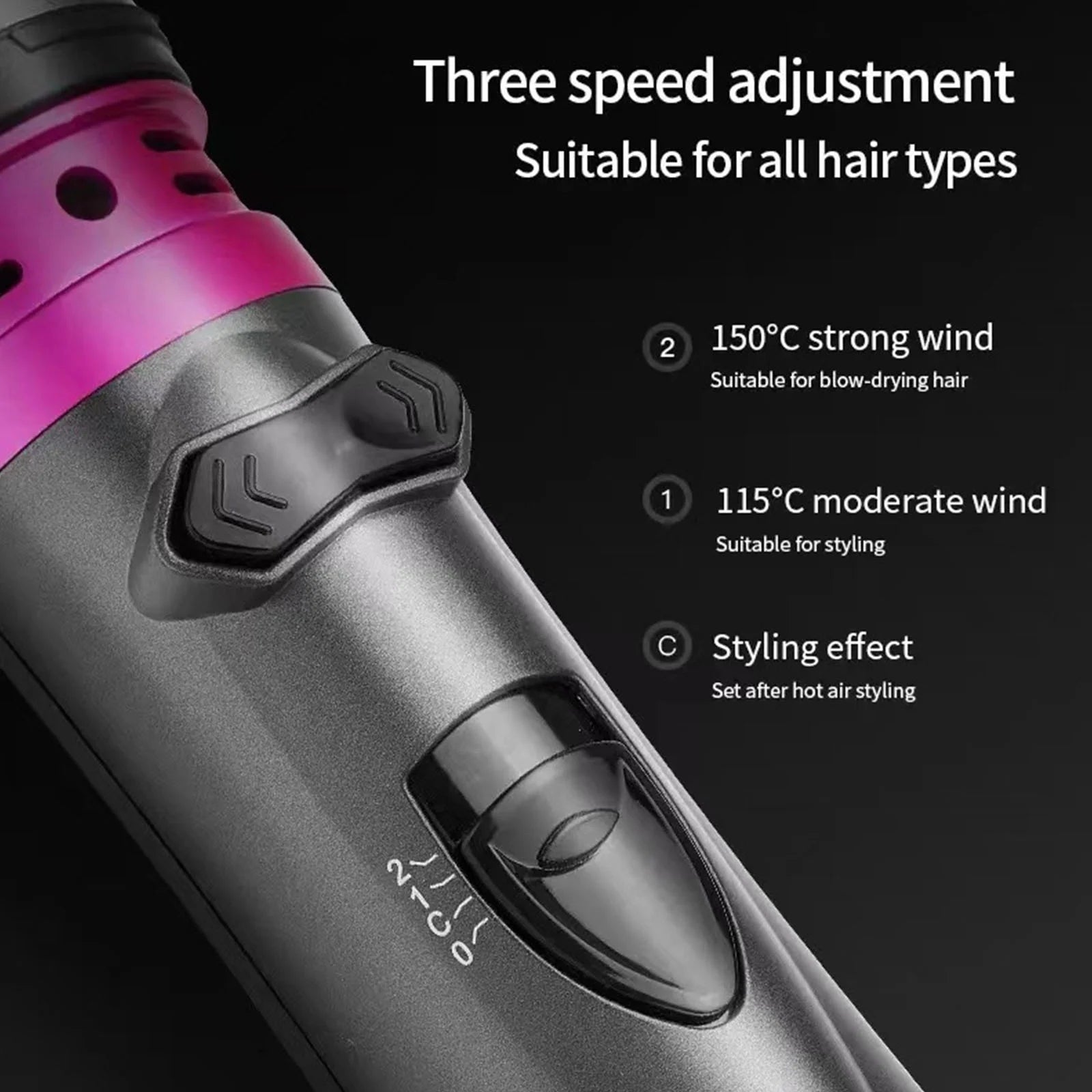 3-In-1 Hot Air Styler and Rotating Hair Dryer, Rotating Hair Dryer, Rotating Hot Air Brush, Hot Air Styler and 360 Rotating Hair Dryer, Rotating Hair Dryer Brush (Purple)