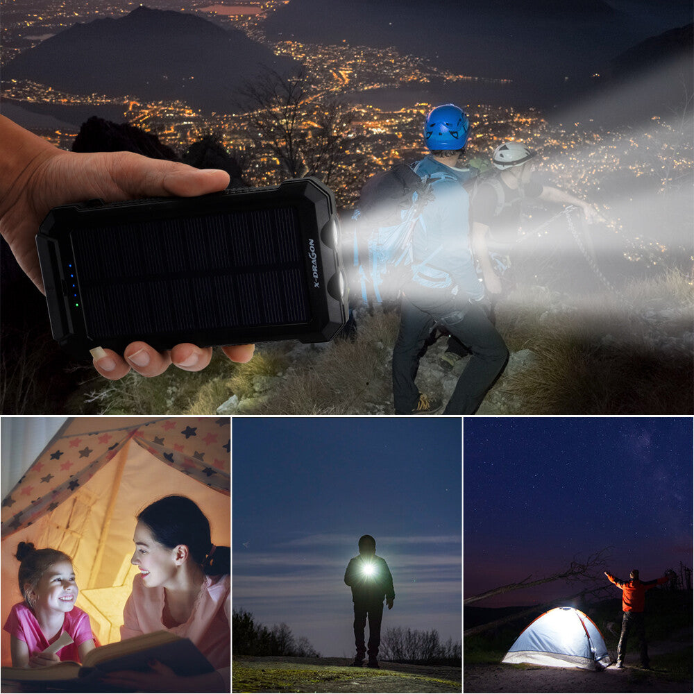 Power Bank Solar Portable Phone Charger Battery Pack, Outdoor Phone Power Supply