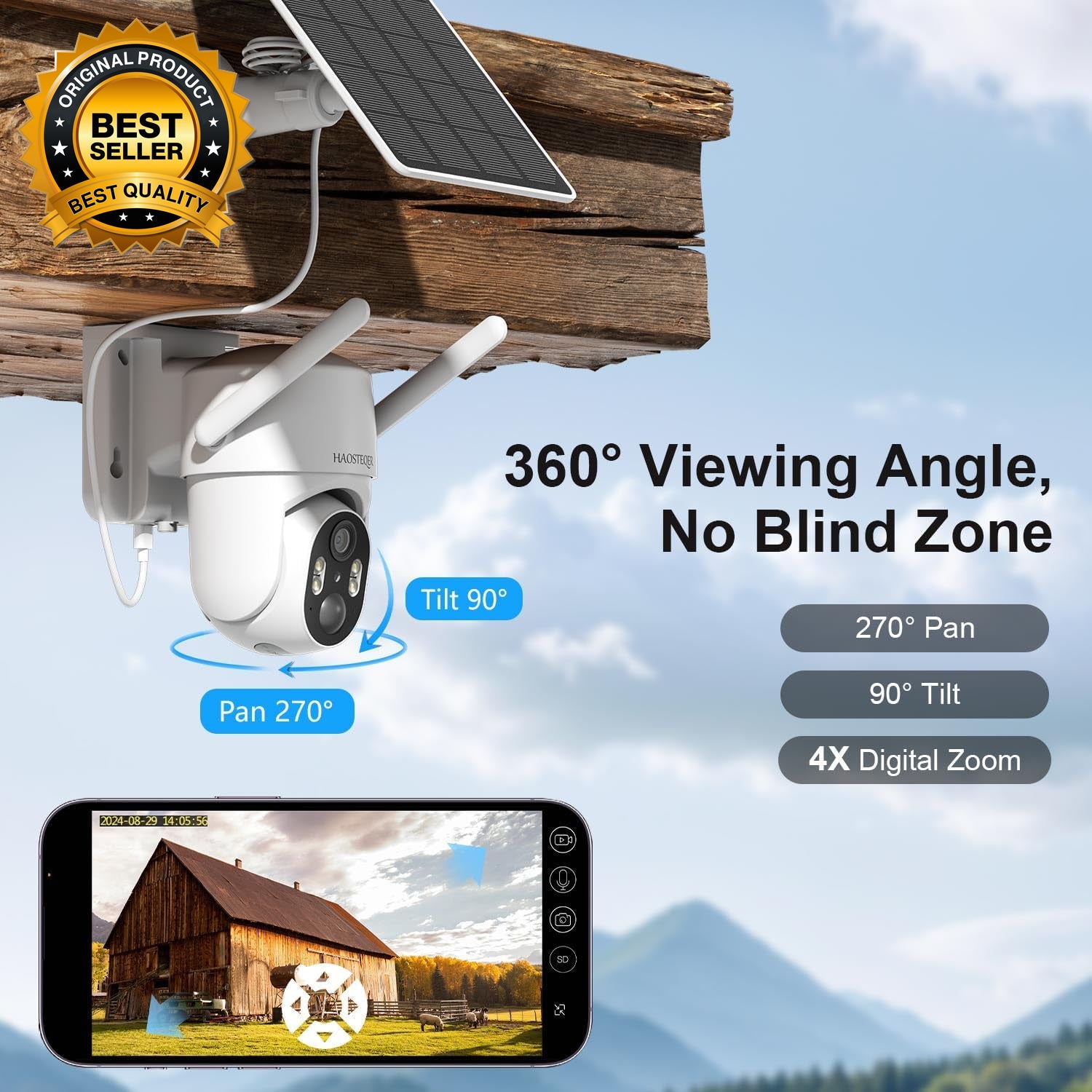 No Wifi Security Camera, 4G LTE Cellular Security Cameras Wireless Outdoor, Sola