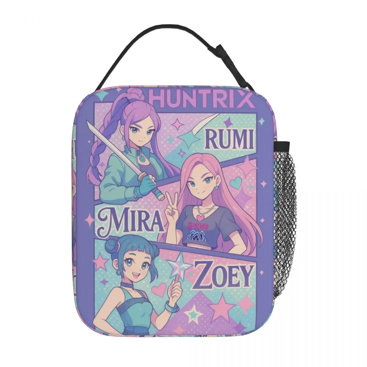 Huntrix Girlgroup K-Pop Group Demon Hunters Lunch Bag Cute Lunch Box for Child Office Portable Cooler Bag Oxford Tote Food Bags
