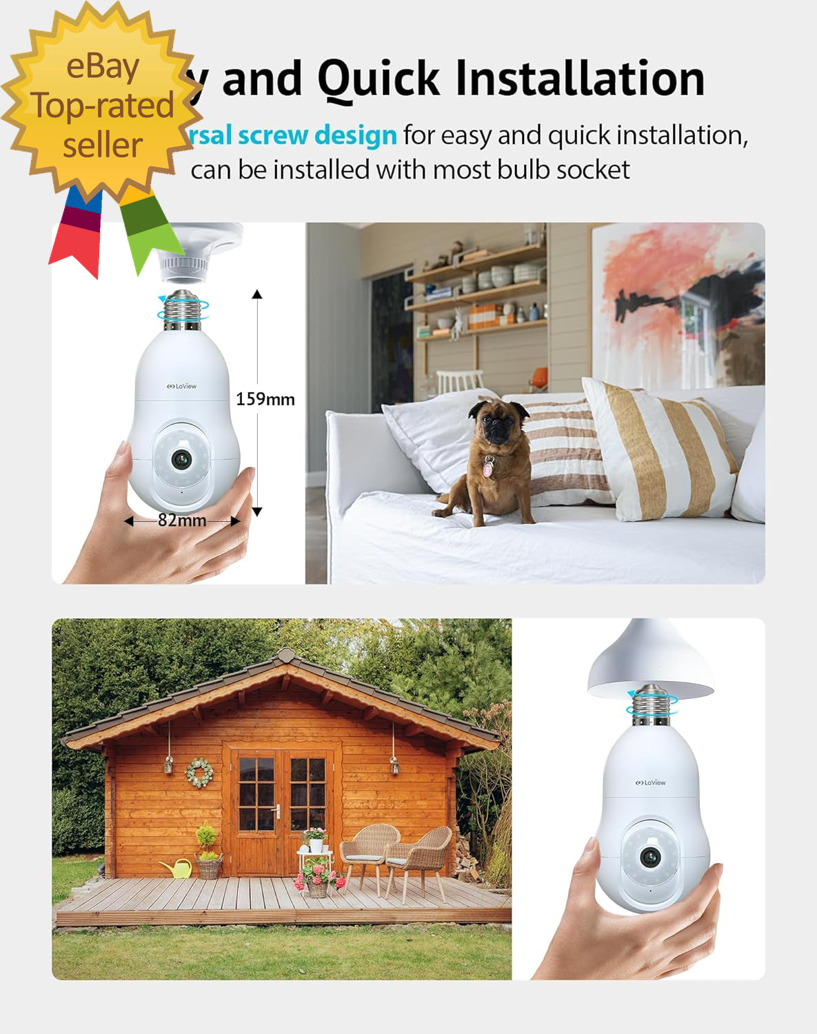 4MP Bulb Security Camera 5G& 2.4Ghz 360°2K Security Cameras Wireless Outdoor Ind