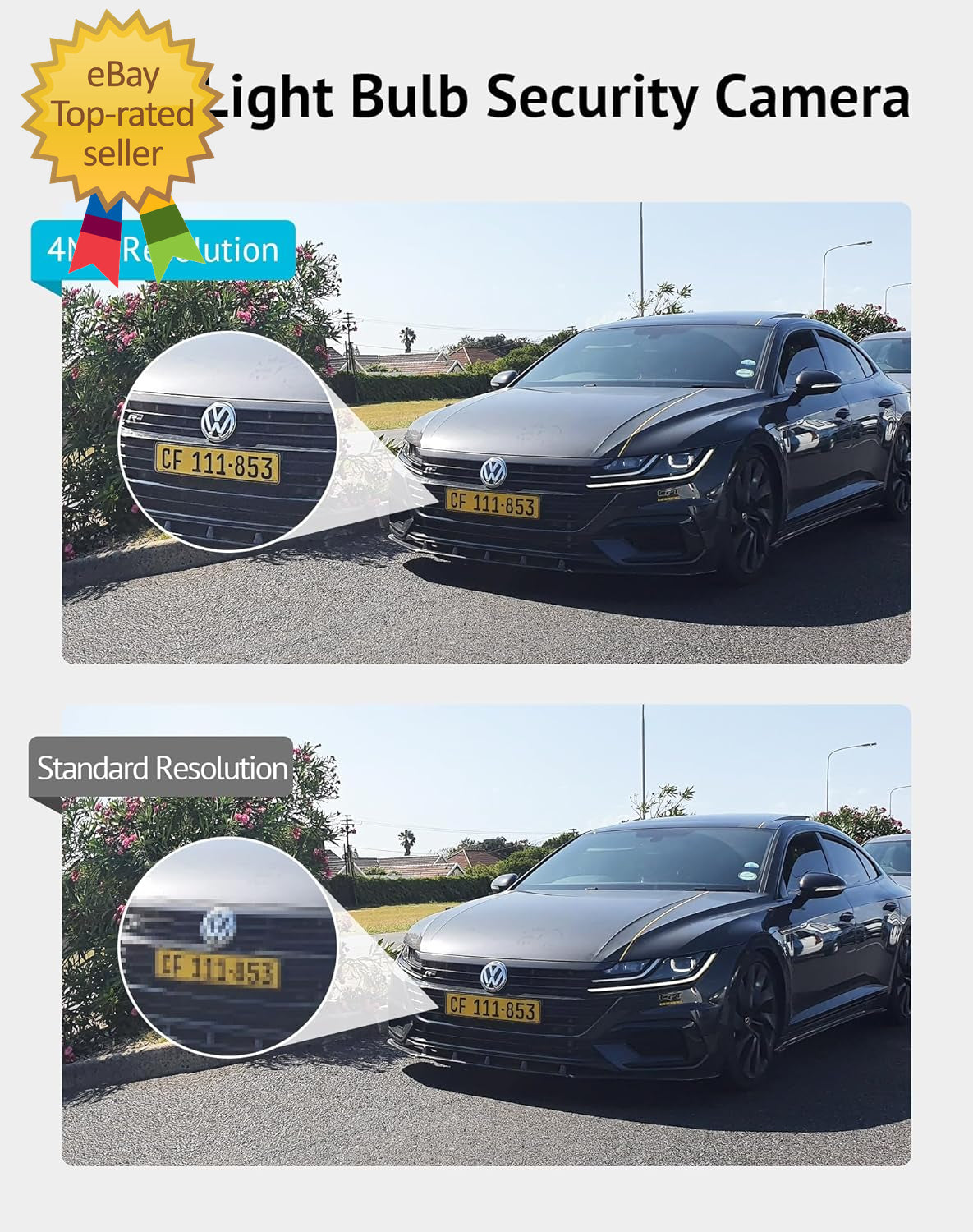 4MP Bulb Security Camera 2.4Ghz,360° 2K Security Cameras Wireless Outdoor Indoor