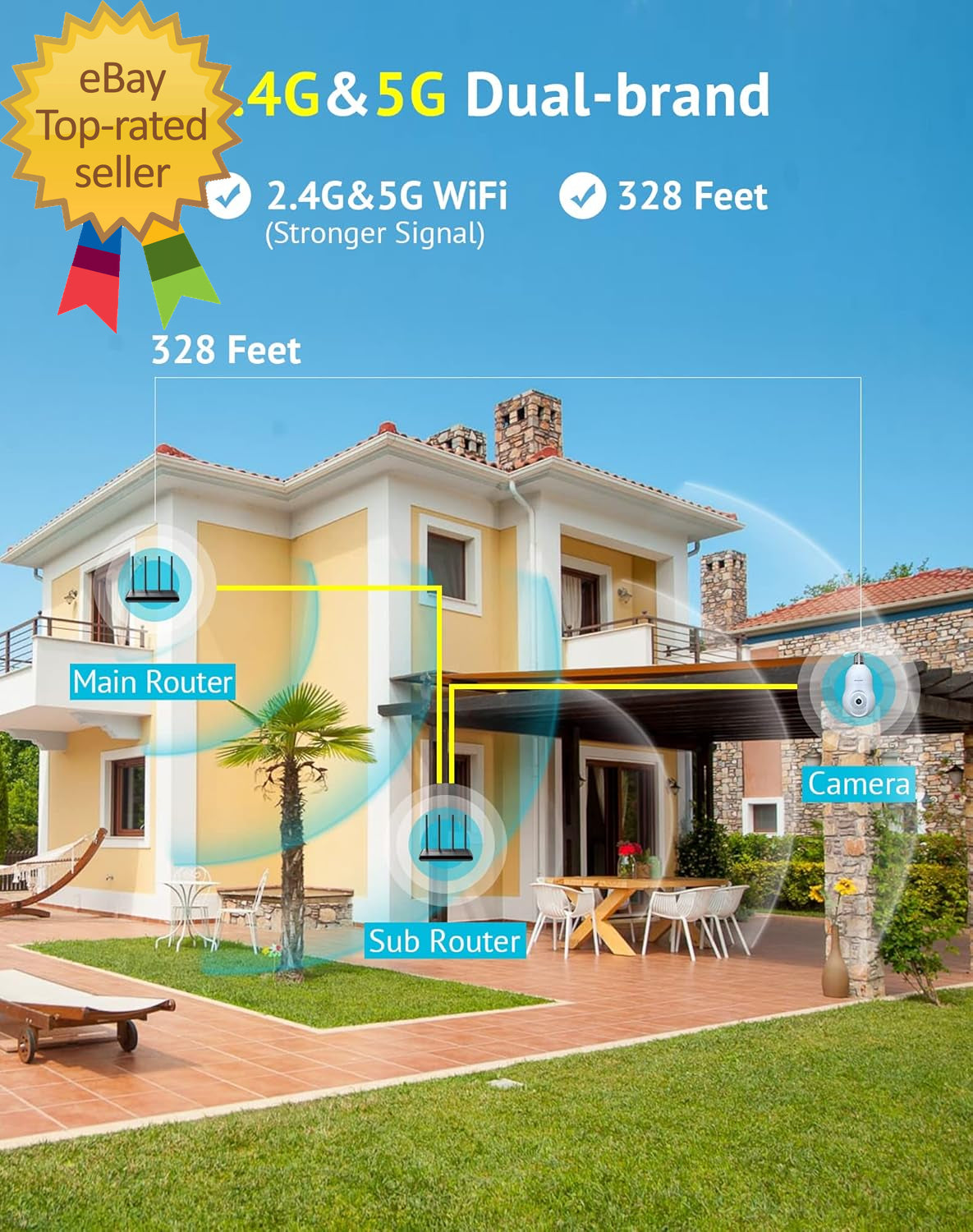 4MP Bulb Security Camera 5G& 2.4Ghz 360°2K Security Cameras Wireless Outdoor Ind