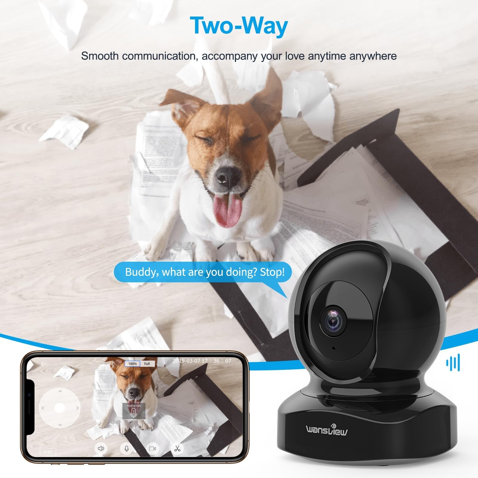 Wansview Security Camera Indoor, 360 Degree Wifi Home Security Cameras