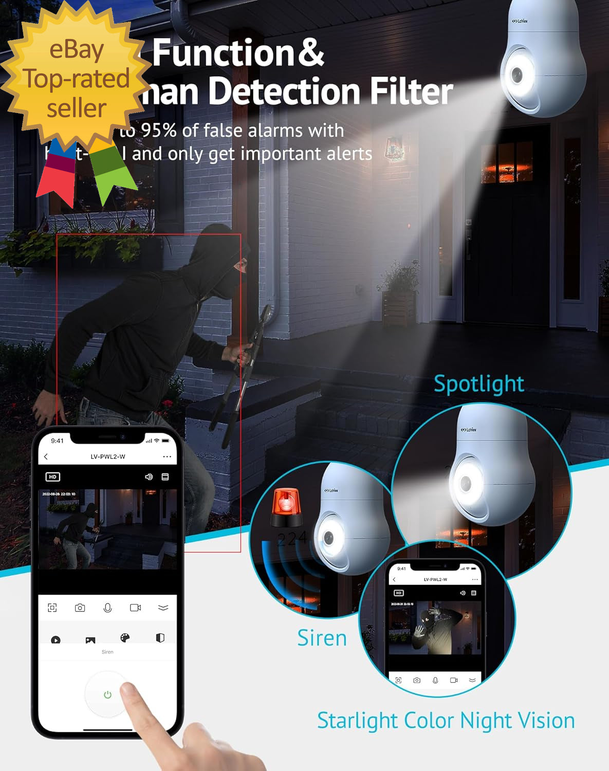 4MP Bulb Security Camera 5G& 2.4Ghz 360°2K Security Cameras Wireless Outdoor Ind