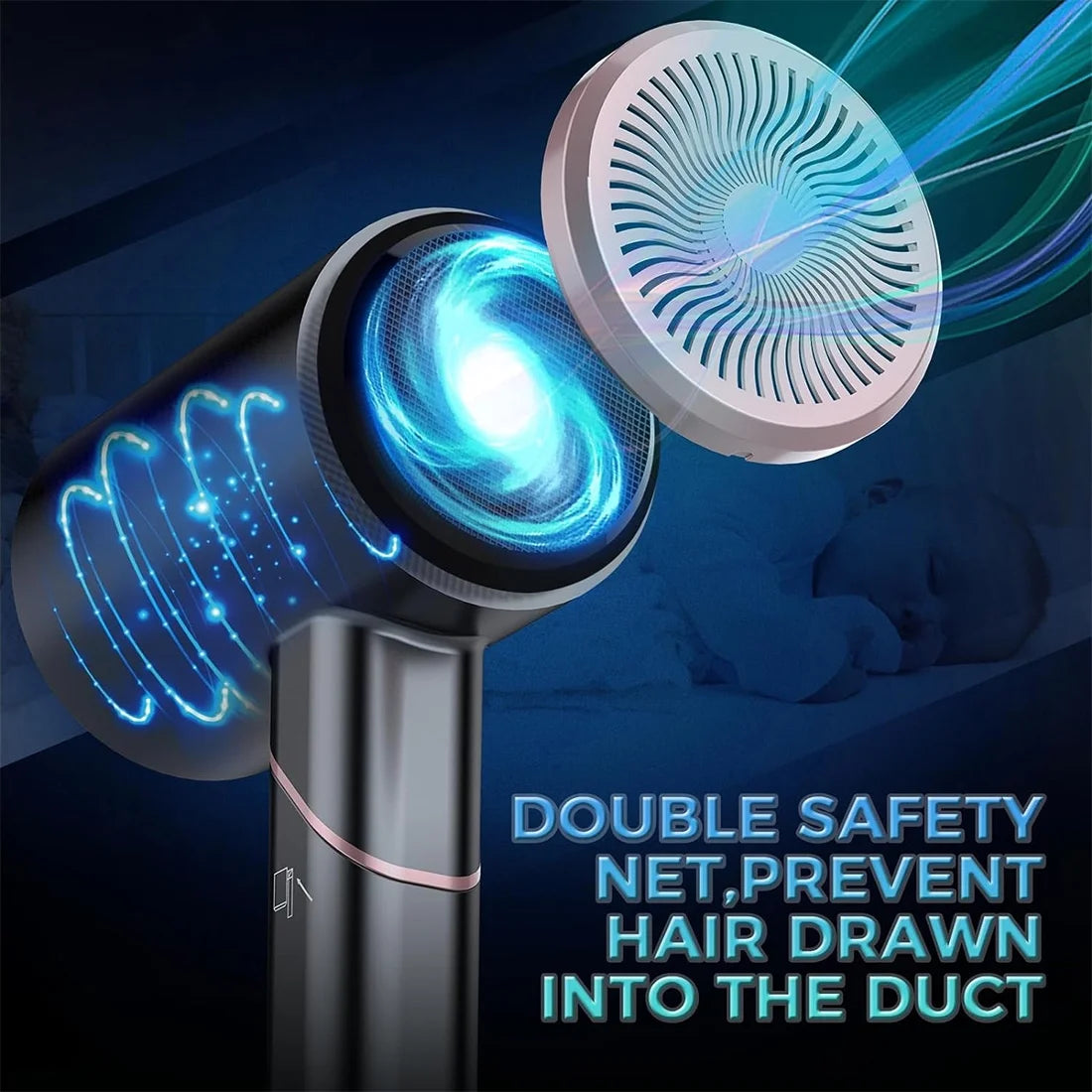 Hair Dryer,Hair Blow Dryer 1200W with Diffuser, Travel Ionic Hair Dryer, Constant Temperature for Hair Care without Damaging Hair,Fast Drying Lightweight,Low Noise Hair Dryer with Smooth Nozzle,Black