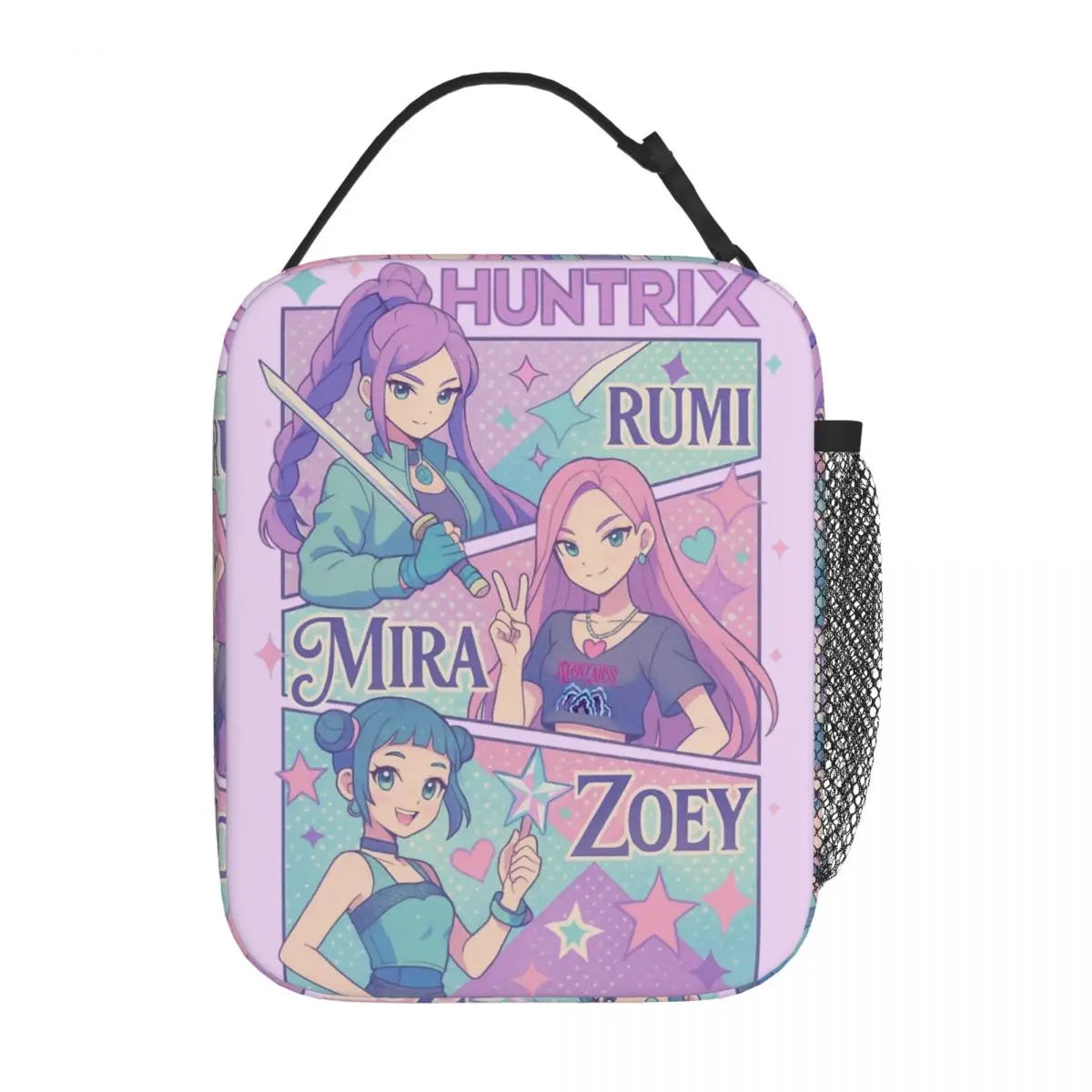 Huntrix Girlgroup K-Pop Group Demon Hunters Lunch Bag Cute Lunch Box for Child Office Portable Cooler Bag Oxford Tote Food Bags