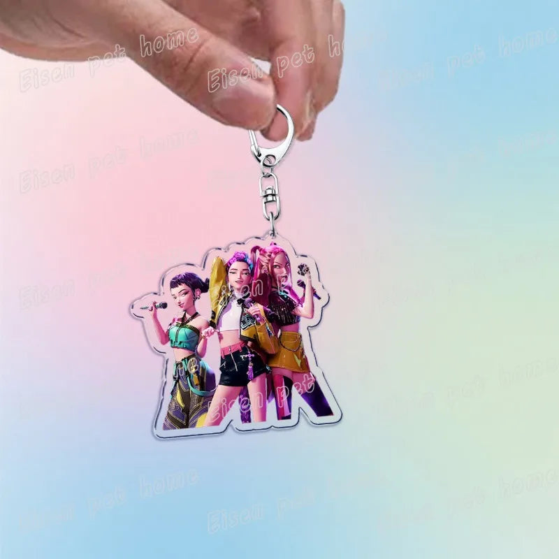 Kpop Demon Hunters Huntrix Saja Boys Keychain Llavero Accessories Bag Rumi Zoey Jinu Ramen Keychains Keyrings Jewelry Fans Gift
