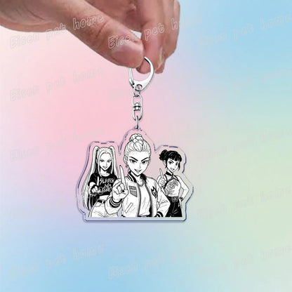 Kpop Demon Hunters Huntrix Saja Boys Keychain Llavero Accessories Bag Rumi Zoey Jinu Ramen Keychains Keyrings Jewelry Fans Gift