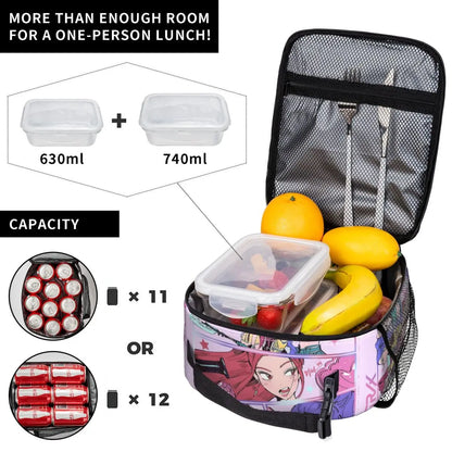 Huntrix Girlgroup K-Pop Group Demon Hunters Lunch Bag Cute Lunch Box for Child Office Portable Cooler Bag Oxford Tote Food Bags