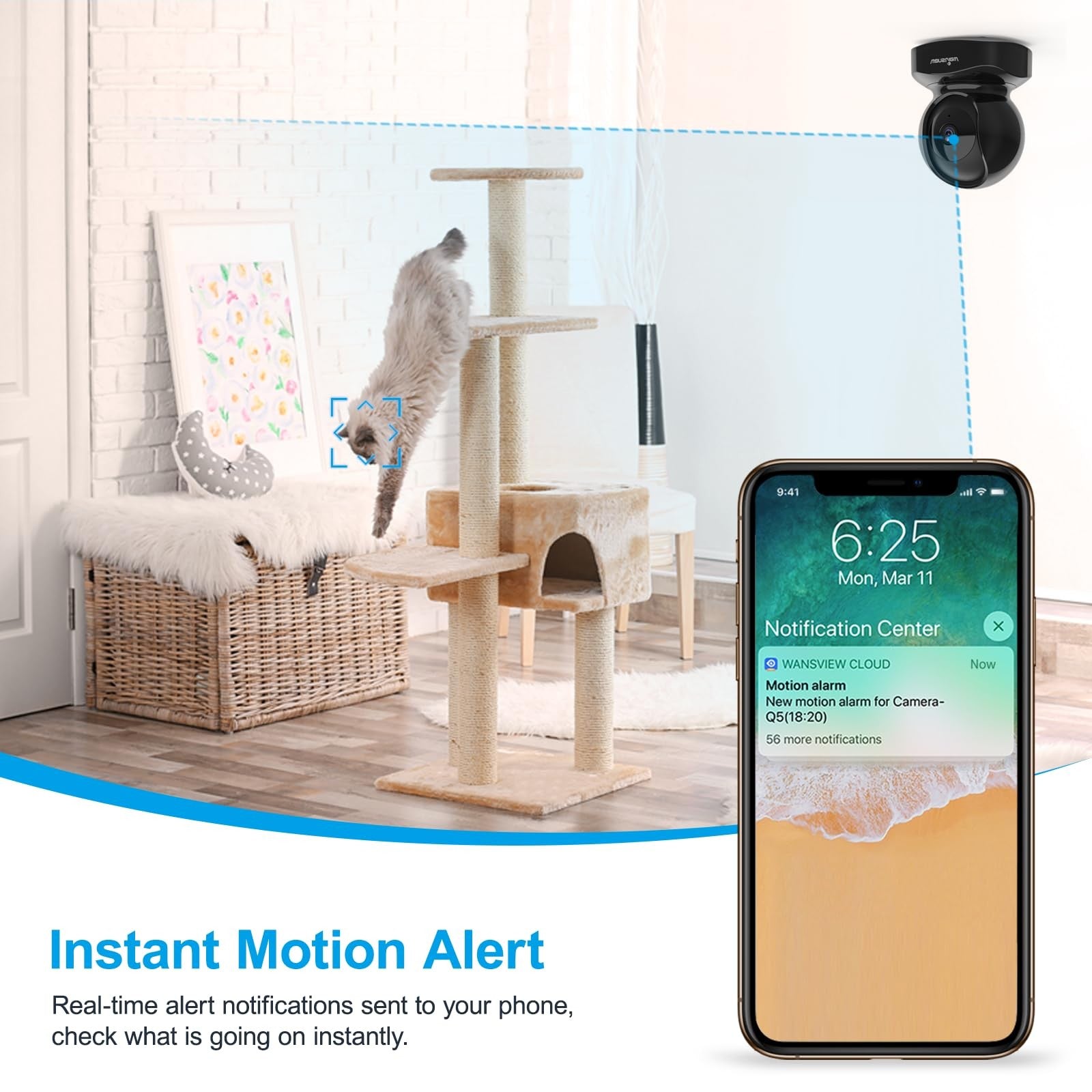 Wansview Security Camera Indoor, 360 Degree Wifi Home Security Cameras