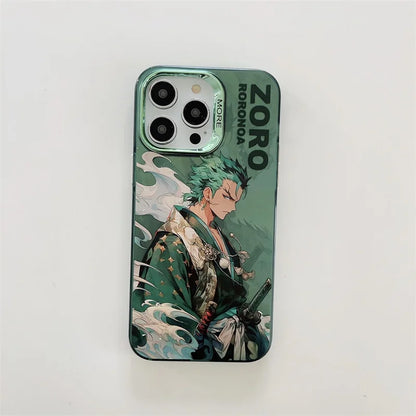 ONE PIECE Luffy Hat Roronoa Zoro Plating Anime Phone Case for Iphone 16 15 14 13 12 11 Pro Max Case Cute Cartoon Soft Cover