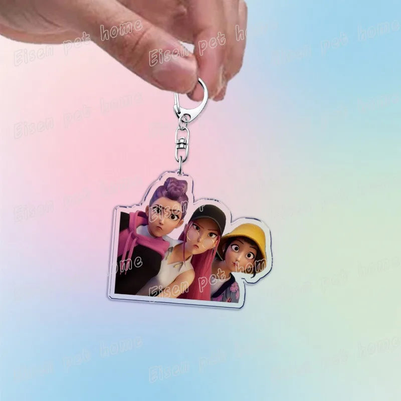 Kpop Demon Hunters Huntrix Saja Boys Keychain Llavero Accessories Bag Rumi Zoey Jinu Ramen Keychains Keyrings Jewelry Fans Gift