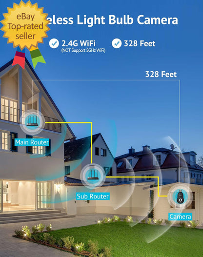 4MP Bulb Security Camera 2.4Ghz 360° 2K Security Cameras Wireless Outdoor Indoor