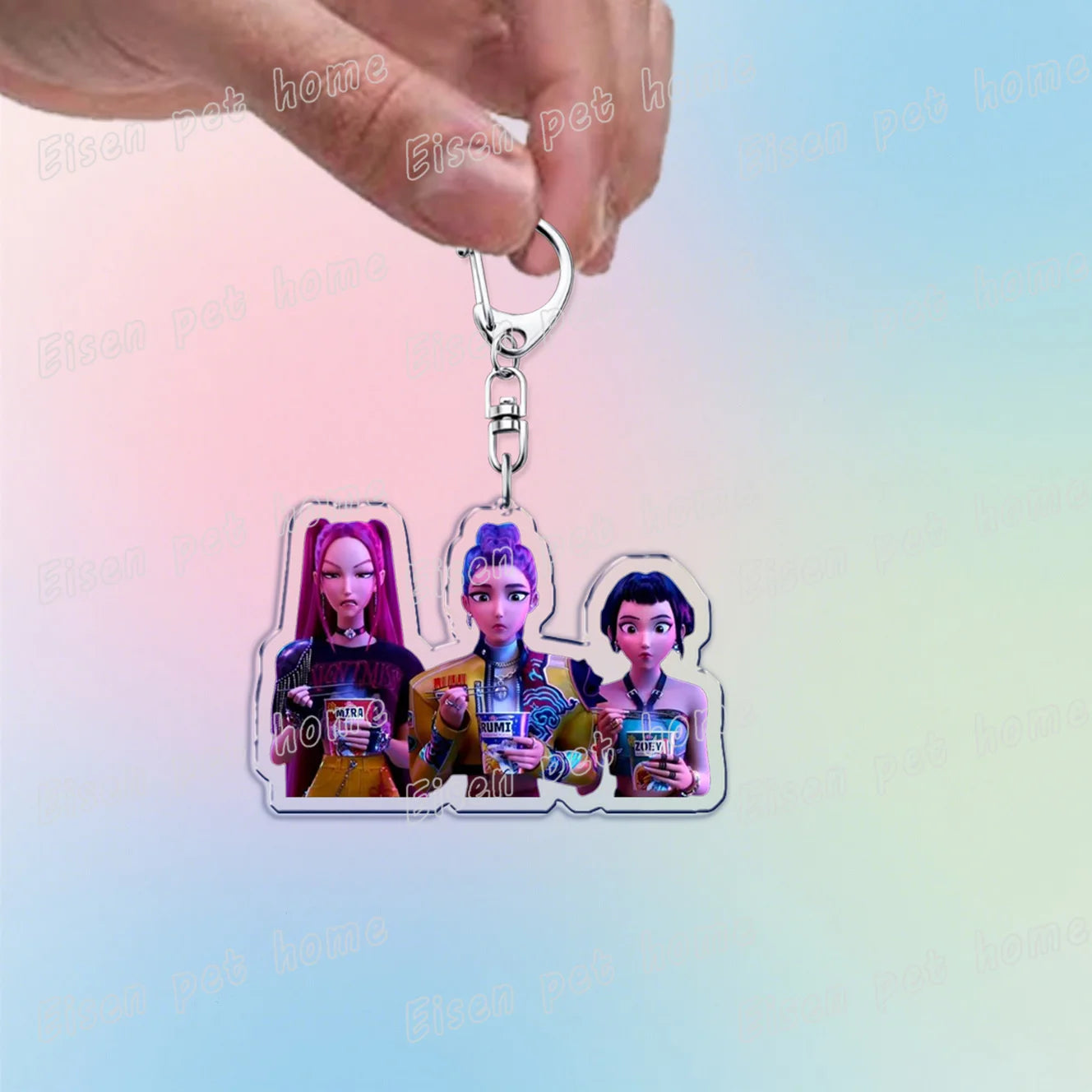 Kpop Demon Hunters Huntrix Saja Boys Keychain Llavero Accessories Bag Rumi Zoey Jinu Ramen Keychains Keyrings Jewelry Fans Gift