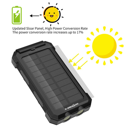 Power Bank Solar Portable Phone Charger Battery Pack, Outdoor Phone Power Supply