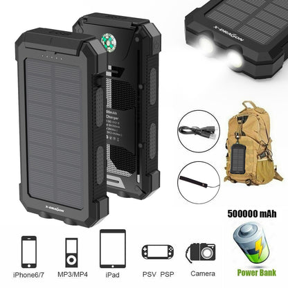 Power Bank Solar Portable Phone Charger Battery Pack, Outdoor Phone Power Supply